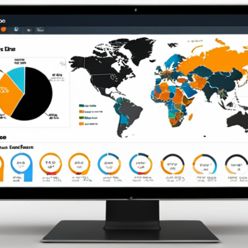 Home 18 **
Data visualization in e-commerce. Business intelligence dashboard showing sales trends, customer origins on a map, conversion rates, and key performance indicators (KPIs). Clean, modern design. Bright, informative.
**