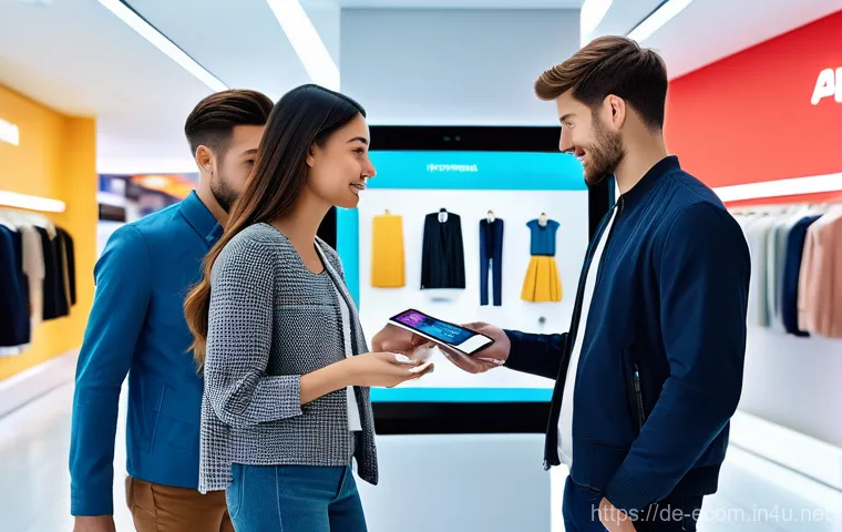 전자상거래 실기 시험에서 반드시 알아야 할 이론 - **Prompt:** A young, diverse group of people, all dressed in stylish, modern casual attire, are gath...