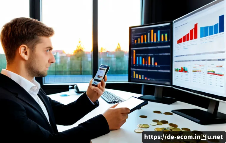 전자상거래 관리사 취득 후 경력 개발 성공기 - Photorealistic modern e-commerce office in Germany, confident young professional reviewing product i...